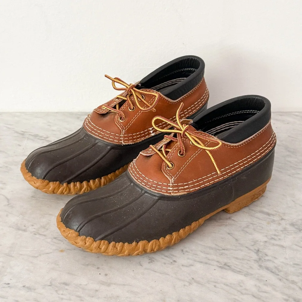LL Bean Duck Boots Gumshoe Low Waterproof Brown Tan Size 8 Mens Made in USA